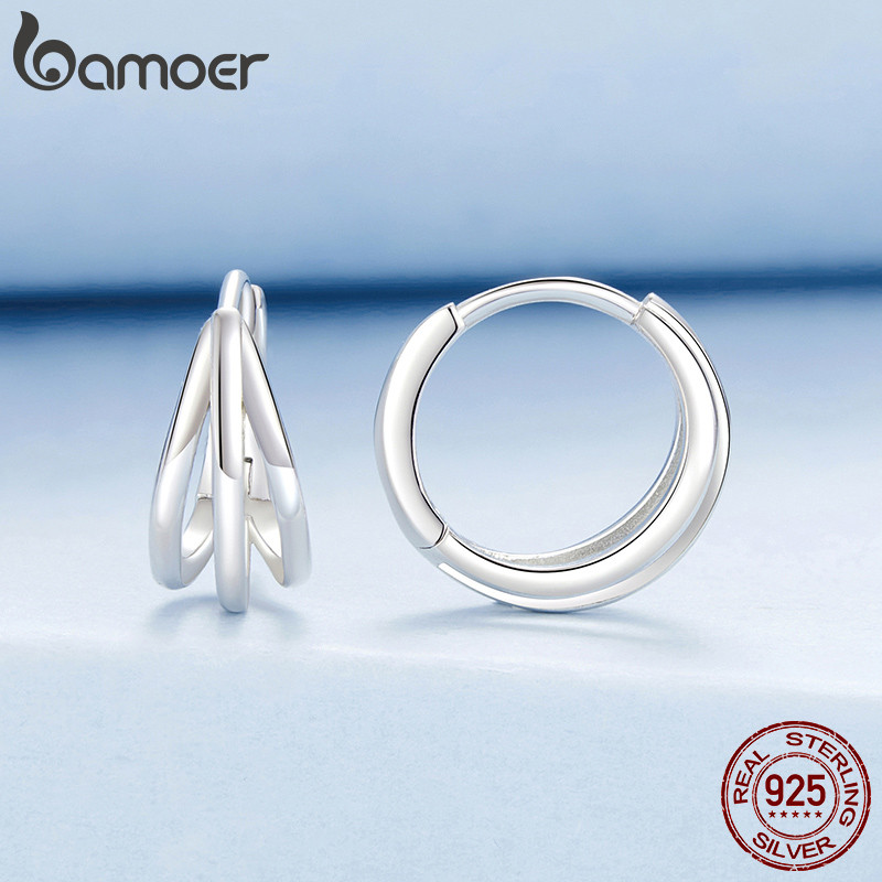 Bamoer حلق حلقي متعدد الطبقات فضة 925 — صورة 3