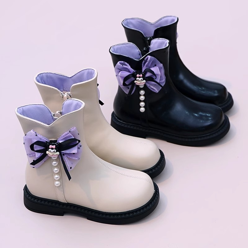 Kuromi ฤดูหนาวสาวข้อเท้า Boot น่ารักอเนกประสงค์เด็กแฟชั่นรองเท้าผ้าฝ้าย Causal การ์ตูนเด็กรองเท้าหนังลื่น