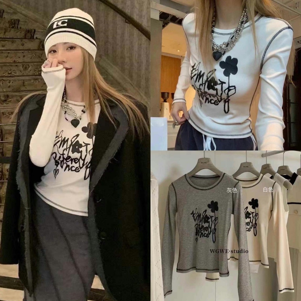 เสื้อแขนยาว สกรีนลายน่ารัก รุ่ ผ้าดีมาก ทรงเกาหลี ทรงน่ารัก แฟชั่นเกาหลี TAG WG.WE