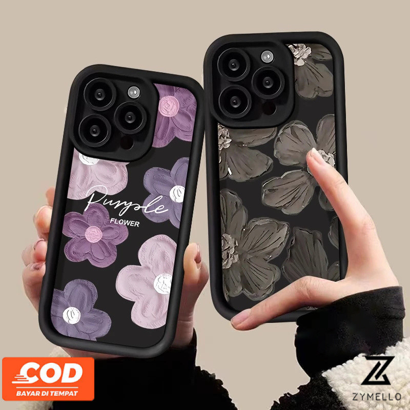 เคสโทรศัพท์ OPPO A6X A6 A6 PRO A5i A5X A5 5G A3X A3 PRO A5 PRO A80 A60 A79 A38 A18 A17 A57 2022 4G A78 A58 A12 A7 A5S A7 เคสโทรศัพท์ TPUภาพวาดสีม่วงดอกไม้
