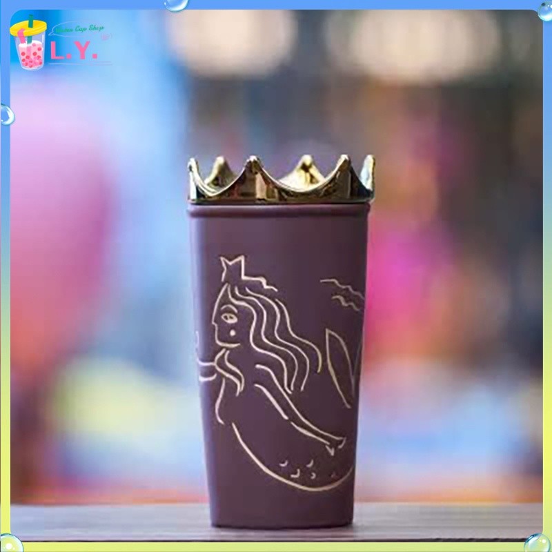 [รับประกันของแท้] Starbucks Cup Classic Light Luxury มูลค่าสูง Goddess Mermaid Crown Double-Ceramic Desktop Water Cup Mug