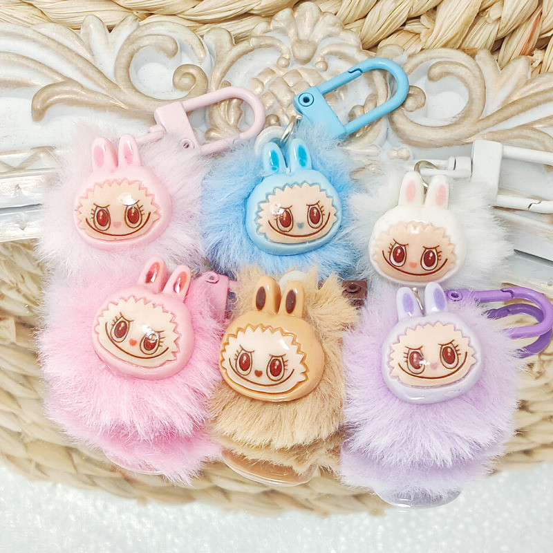 น่ารัก Labubu Hairball จี้พวงกุญแจกระเป๋าเป้สะพายหลังจี้อุปกรณ์เสริมคู่ของขวัญเพื่อน