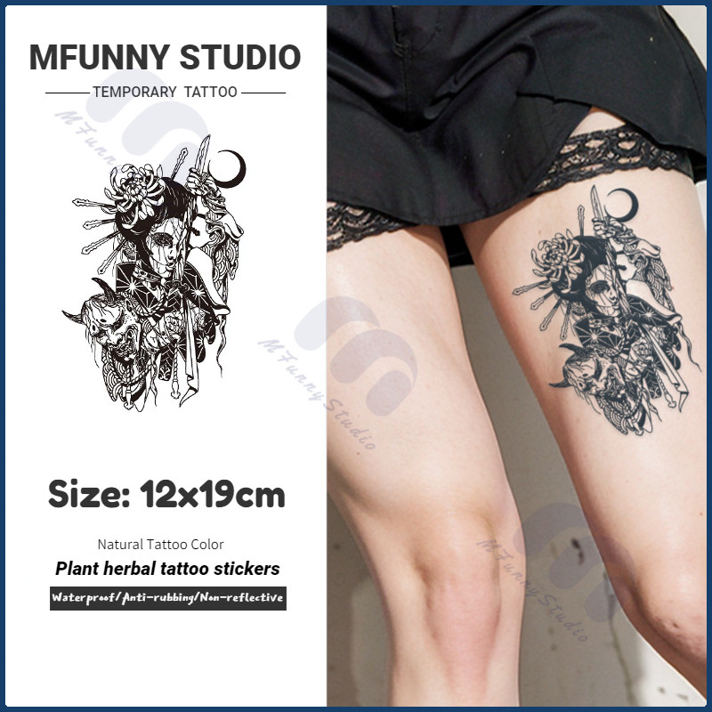 【MF Magic Tattoo】รอยสักชั่วคราว ข้อมือแขนต้นขาขา รอยสักสมุนไพรนักรบผี กันน้ําเหงื่อ 15 วัน