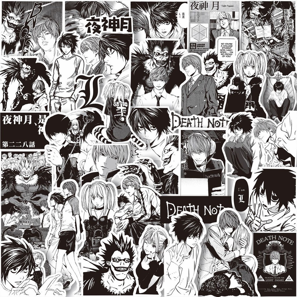 Y&P| ชุดสติ๊กเกอร์ Death Note ชุดสติกเกอร์กราฟฟิตีกันน้ำอะนิเมะ, 65 แผ่น/ชุด