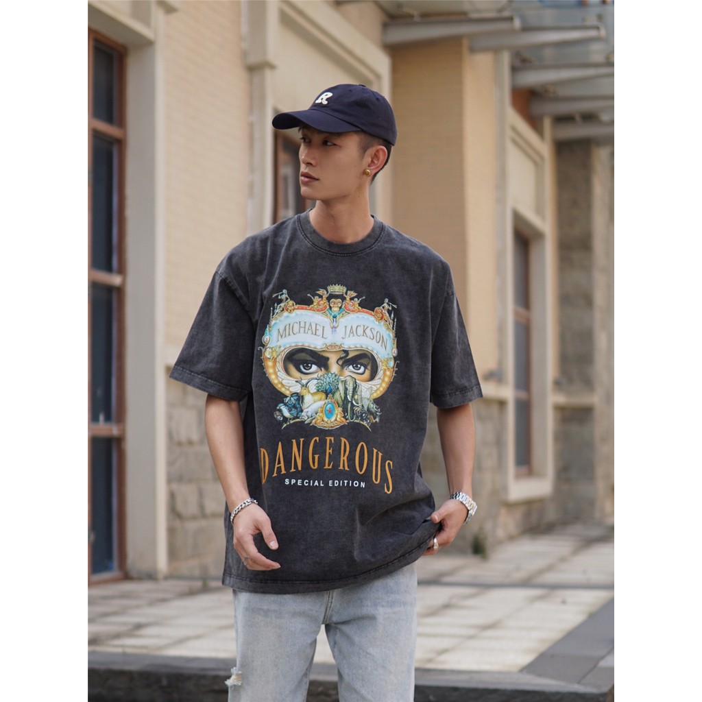 เสื้อยืด Michael Jackson Dangerous เสื้อยืด Minding Ronge เสื้อยืดแขนสั้นวินเทจ