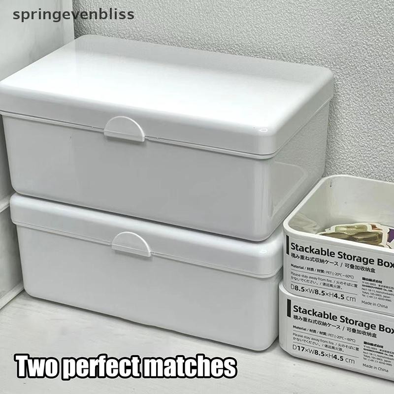 Springevenbliss INS สีขาวโปร่งใสพลิกกล่องเก็บองค์กรบ้านกล่องเก็บการ์ด Sundries เครื่องเขียนเดสก์ท็อปกันฝุ่น Organizer Springevenbliss