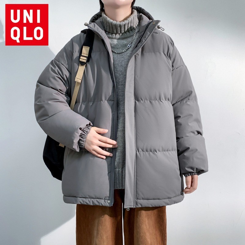 Uniqlo Classic เสื้อแจ็คเก็ตหนา เสื้อแจ็คเก็ตบุนวมผู้ชาย M-8XL เสื้อแจ็คเก็ตหนาอบอุ่น เสื้อแจ็คเก็ตสีทึบ