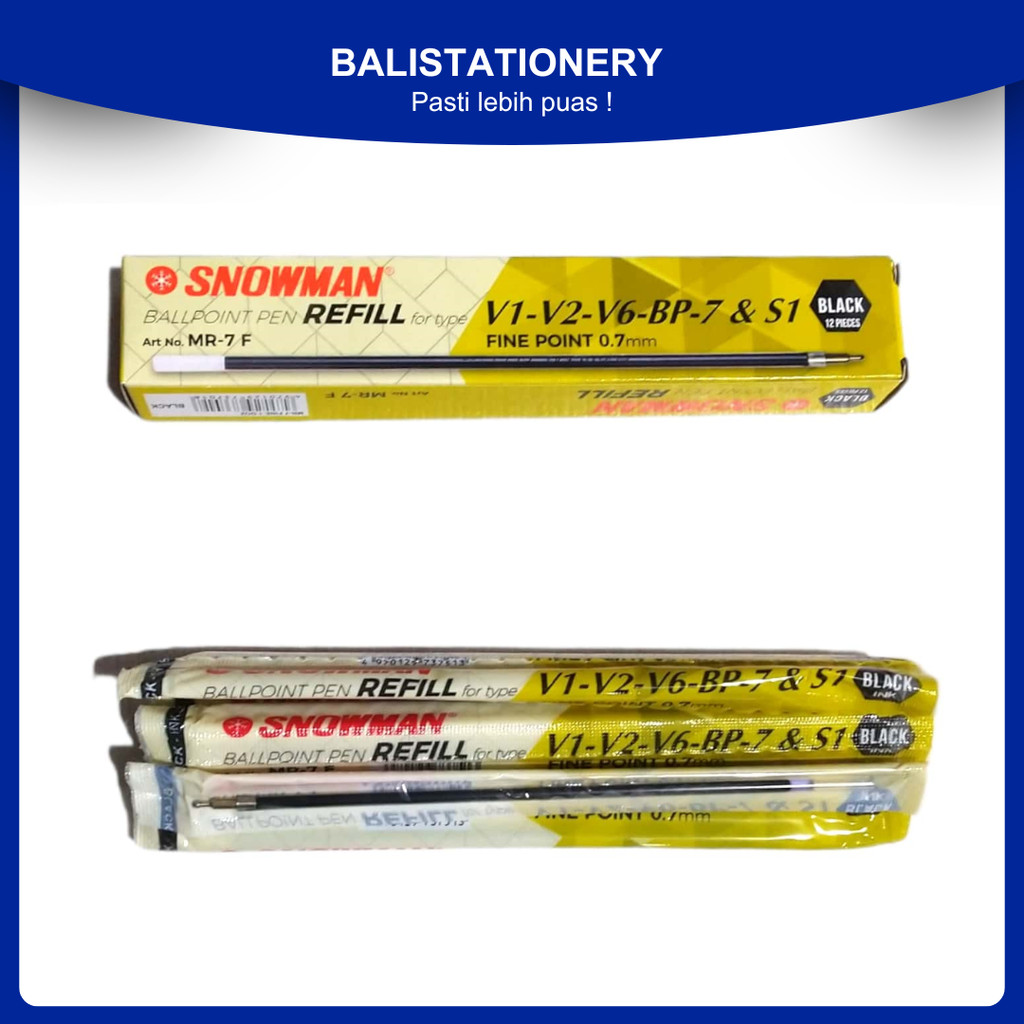 Snowman MR-7 F V1, V2, V6, BP-7, S1 Black 0.7 Pen Ink Refill