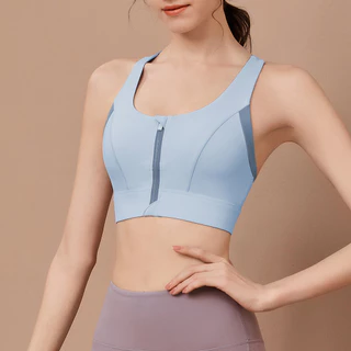 ผู้หญิงกีฬา Bras ซิปด้านหน้า Plus ขนาด One-pad integrated bra Gym ฟิตเนสกันกระแทกกีฬา Brassiere