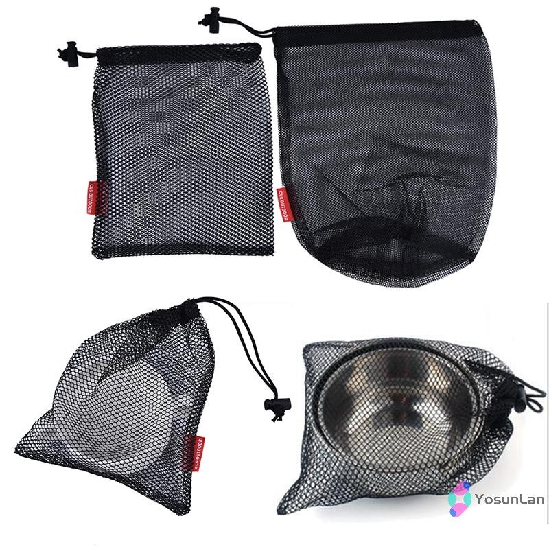 Yosunlan] กระเป๋าหูรูดตาข่ายไนลอนสําหรับขวดช้อนส้อมหม้อ Pan Kettle Mesh Storage Bag ใหม่