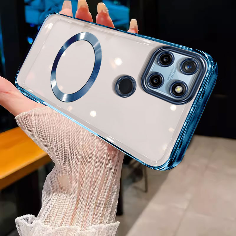 ปลอก REALME C21Y REALME C25Y REALME C21 เคสโทรศัพท์ Soft gold edge กันชนโปร่งใสพร้อมแหวนดูดแม่เหล็กโช้คอัพ