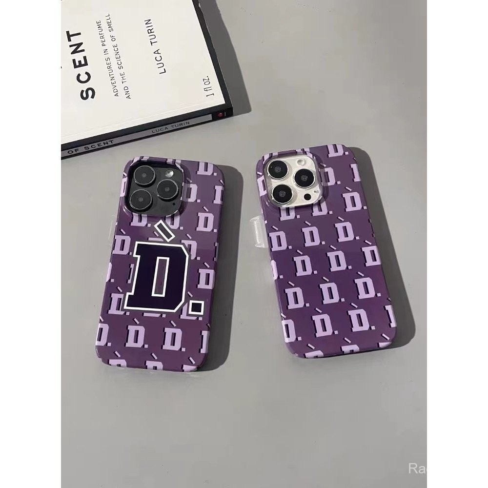 เคสแข็งเคสโทรศัพท์มือถือแบบยุโรปและอเมริกาตัวอักษรขนาดใหญ่ D สำหรับ iPhone 11PROMAX 16PROMAX 16 15 14 13 PRO MAX 12 12pro 8PLUS XR XS MAX 14pro 14PLUS เคสกันกระแทก7je3