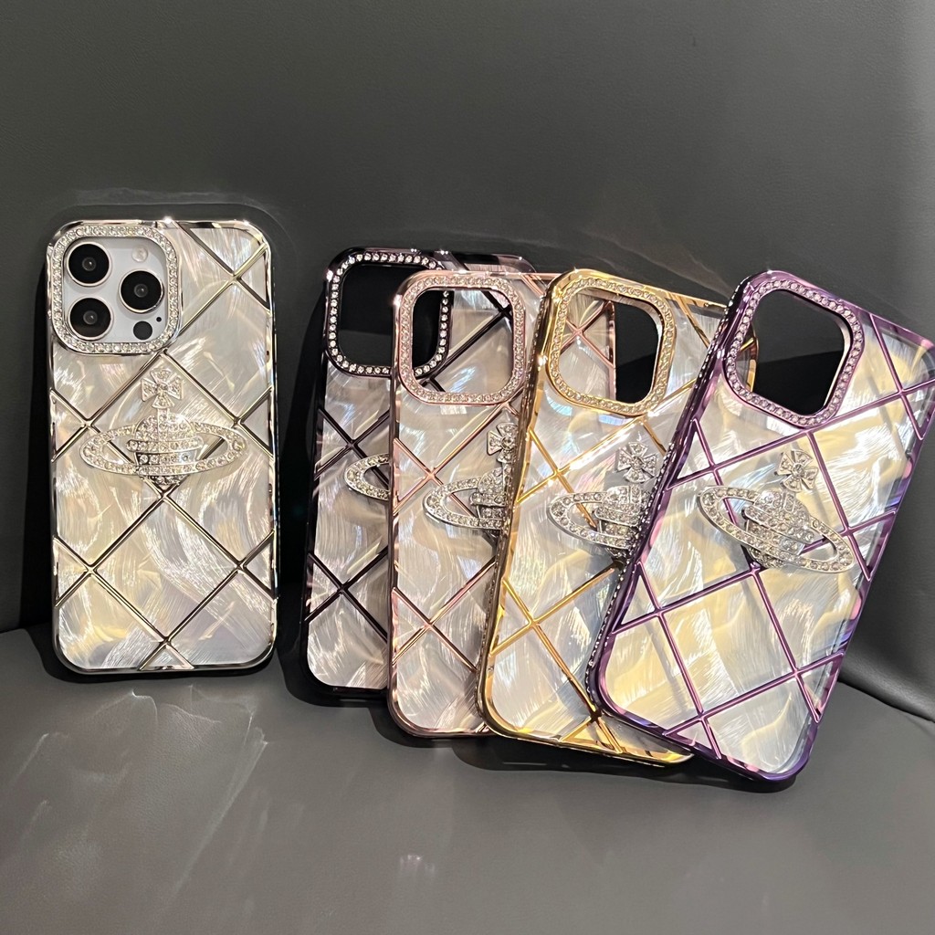 จุดเพชรแฟชั่นโปร่งใสนุ่มกรณี vivienne westwood แฟชั่นเคสโทรศัพท์สําหรับ iphone 16promax 16 15 14 13 12 11 Pro Max รวมทุกอย่างเปลือกป้องกันกรณี