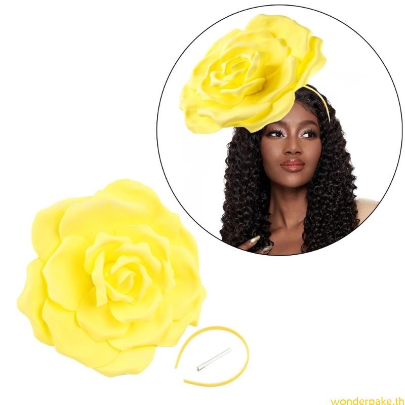 Wonder Fascinator Floral ขนาดใหญ่ Rose Handmade เครื่องประดับผมสําหรับผู้หญิงสุภาพสตรี