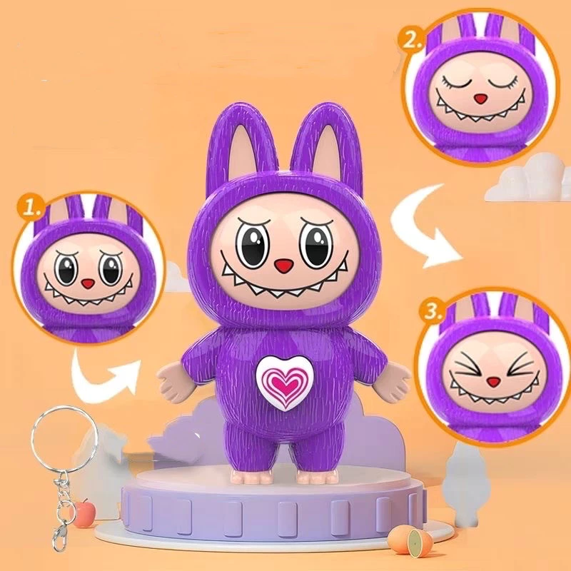 ตุ๊กตาเปลี่ยนหน้าสไตล์การ์ตูนตุ๊กตาเปลี่ยนหน้าใหม่พวงกุญแจบีบอัด LIFEPLAZA