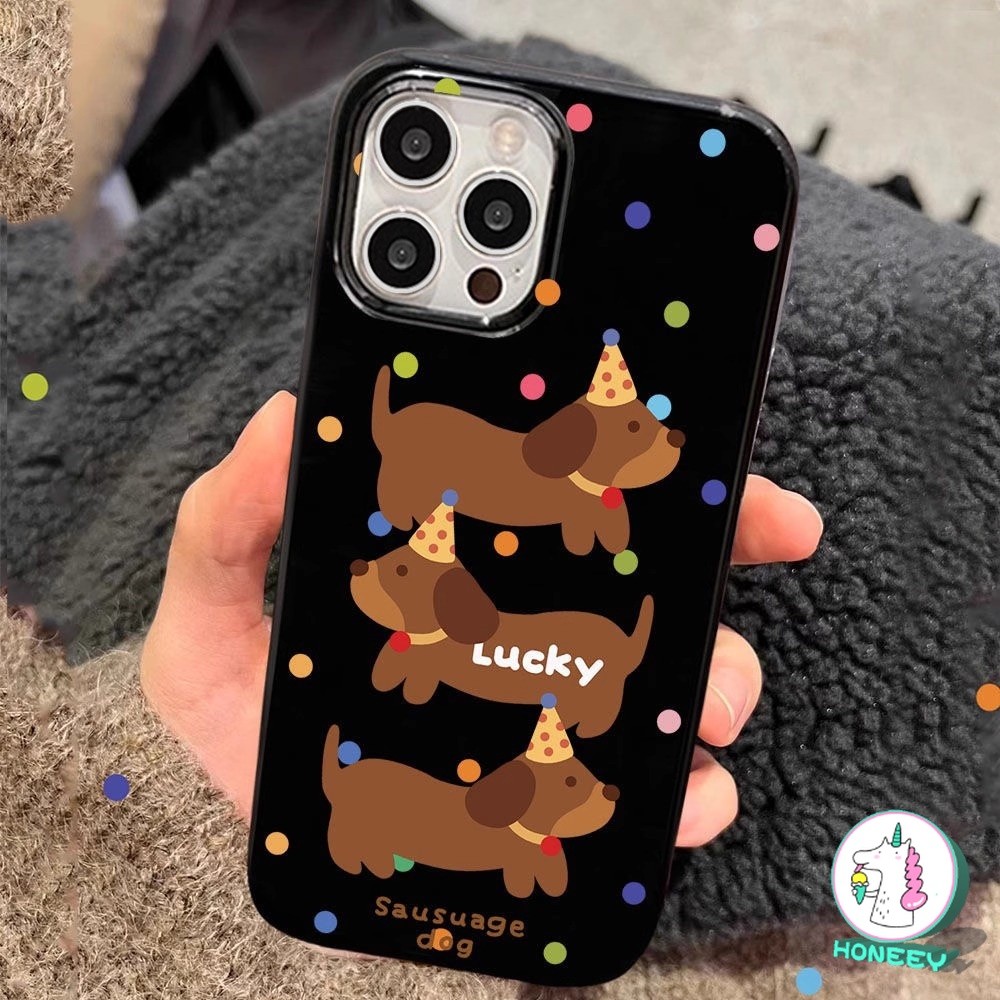 Merry Christmas สี Polka Dot Puppy กันกระแทกเคสโทรศัพท์สําหรับ IPhone 11 15 16 Pro Max 13 14 12 Promax 16plus XR XS Max 7Plus 8Plus ป้องกันฝุ่นนุ่ม TPU โทรศัพท์ปกหลัง