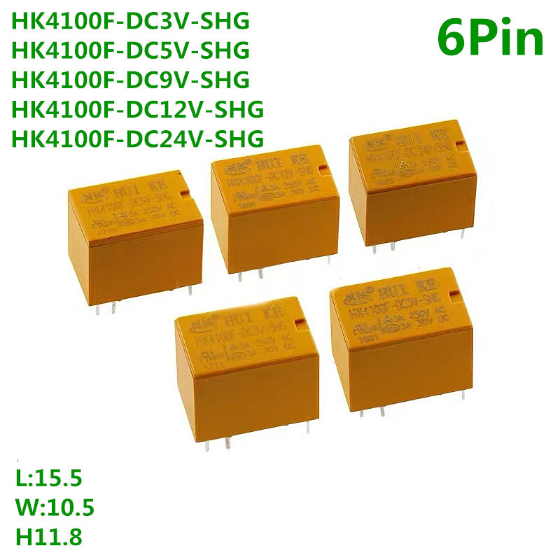 10PCS รีเลย์ HK4100F-DC12V-SHG HK4100F-DC5V-SHG 6 pin 3A 3V / 5V / 9V / 12V / 24V HK4100F-DC24V HK41