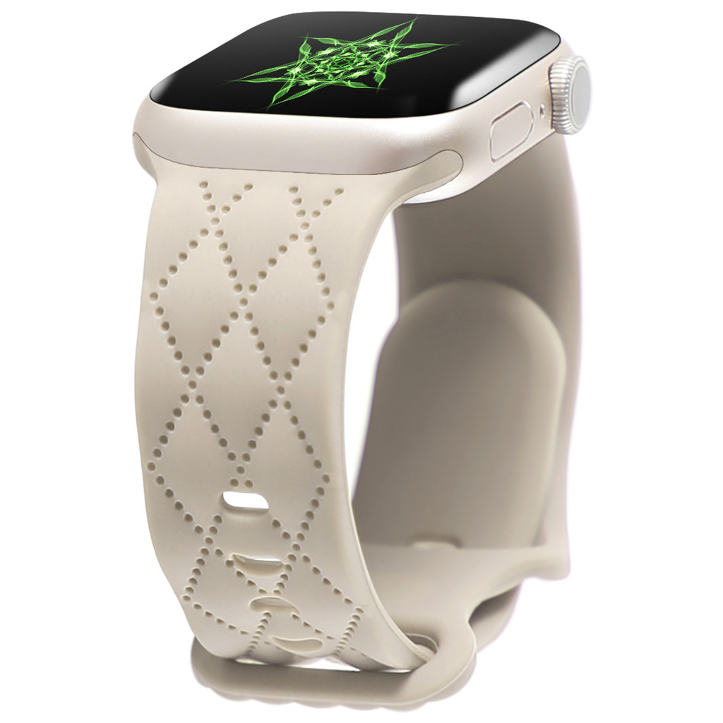 สายรัดหัวเข็มขัดซิลิโคนลายดอก Hermes สำหรับ Apple Watch s9iwatch10 S8/ultral46 mm