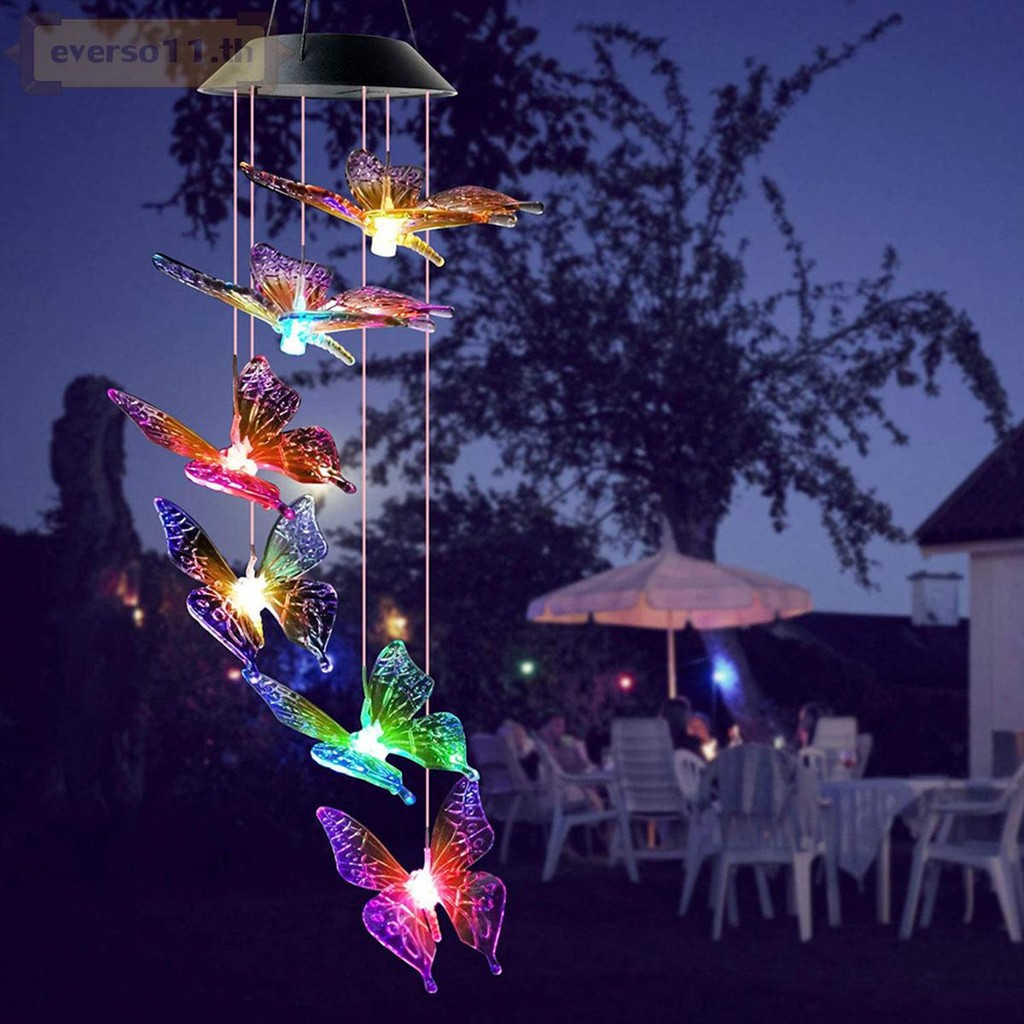 กระดิ่งลมแสงกระดิ่งลมพลังงานแสงอาทิตย์พร้อมโคมไฟกระดิ่งลม LED กันน้ําสีสันสดใส - รูปที่ 2