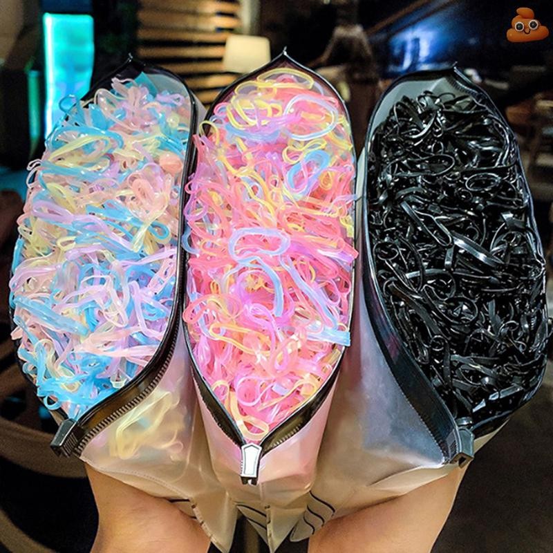 [LO] 1000pcs ยางรัดผมแบบใช้แล้วทิ้งยืดหยุ่นยางรัดผมแหวนเด็กผู้หญิง Ponytails TH