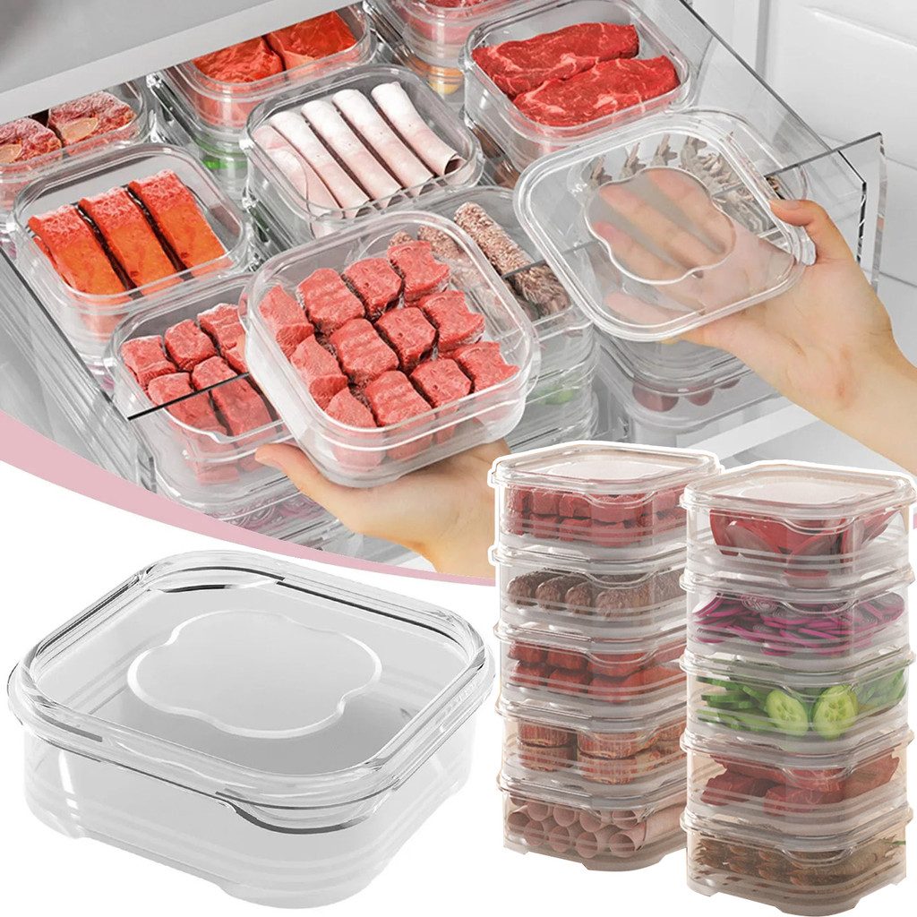 กล่องถนอมอาหารขนาดเล็ก - ตู้เย็น Frozen Meat ผัก Fresh-Keeping Box - กล่องเก็บของแบบใสในครัว