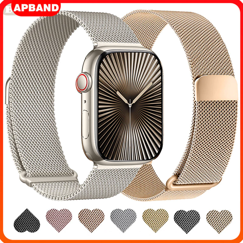 มิลานแหวนแม่เหล็กสแตนเลสสายนาฬิกาโลหะ for Apple Watch IWatch Ultra 3 2 Series 11 10 9 8 7 6 38 40 41 42 44 45 49 46มม.