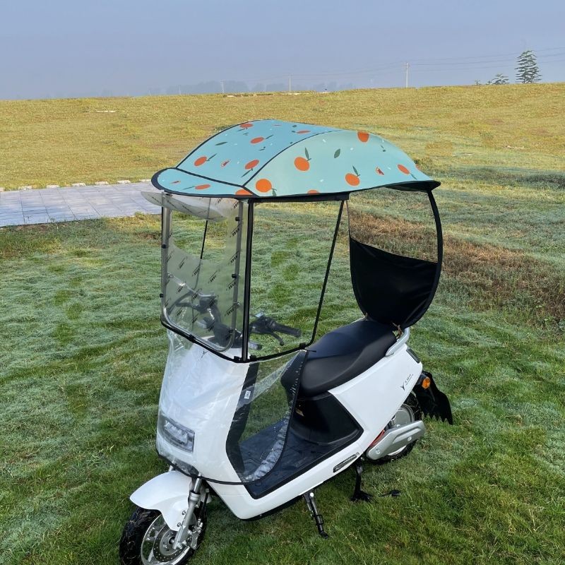 ไฟฟ้าจักรยาน Canopy Canopy Pedal รถจักรยานยนต์พับเต็นท์แบตเตอรี่รถหนา Canopy ที่ถอดออกได้กระจก Sunsh