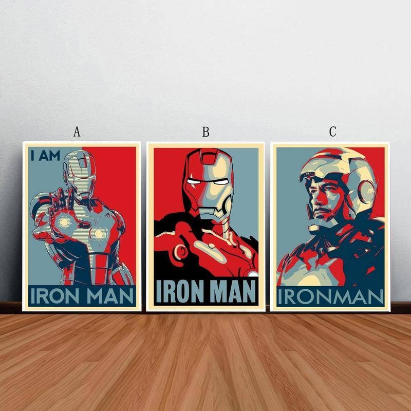 Iron Man ภาพยนตร์โปสเตอร์ Avengers ฟิล์มผ้าใบพิมพ์ Wall Art ผ้าใบสําหรับห้องนั่งเล่นห้องนอนไม่มีกรอบ