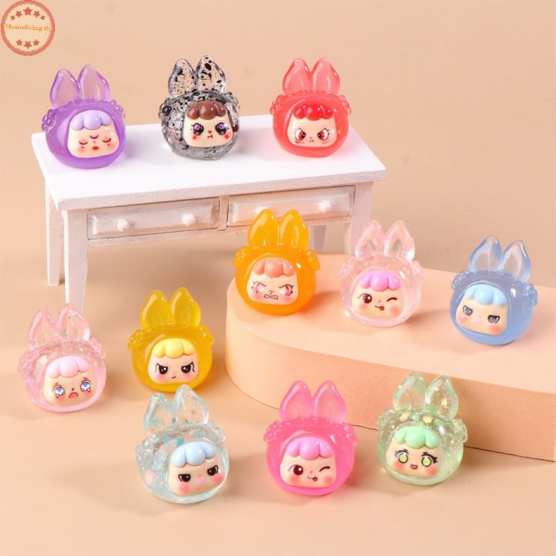 บ้าน 2/10PCS Luminous กระต่ายเครื่องประดับกระต่าย Figurine Micro ภูมิทัศน์เดสก์ท็อปตกแต่งภายในรถ DIY พวงกุญแจโทรศัพท์ TH