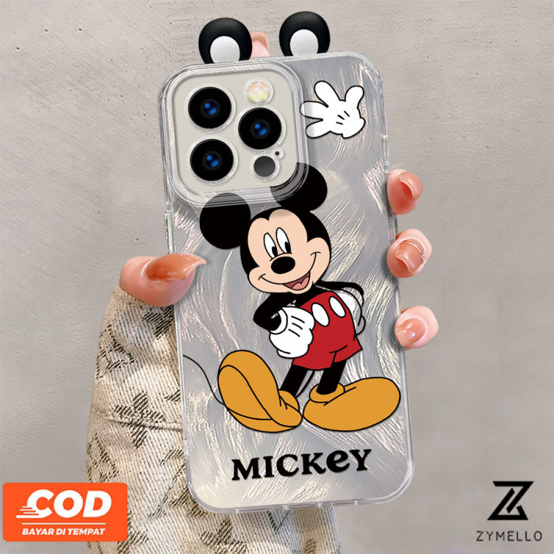 สําหรับ Realme Note 60 Realme Note 50 Realme C67 C65 C63 C61 C55 C53 C51 C35 C21Y C20 C15 Realme C21Y C25Y Realme 5 5S 5i 6i การ์ตูนมิกกี้หูกันกระแทกเคสโทรศัพท์TPU