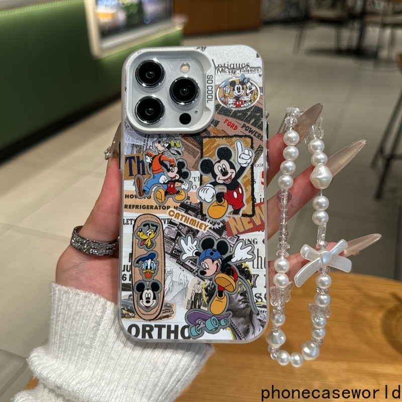 เหมาะสำหรับ iPhone11 12 13 14 15 16Pro Promax XSMAX สร้อยข้อมือกราฟฟิตีการ์ตูน เคสโทรศัพท์มีน้ำค้างแข็งป้องกันการตก
