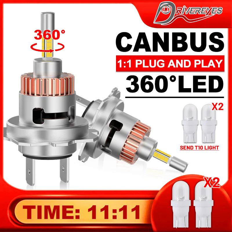 H7 H4 LED Bulbs 360 4 Sided 1:1 Plug and Play For Moto Hi-Low Lamps 9054 CSP Turbo H4 H7 Canbus No E