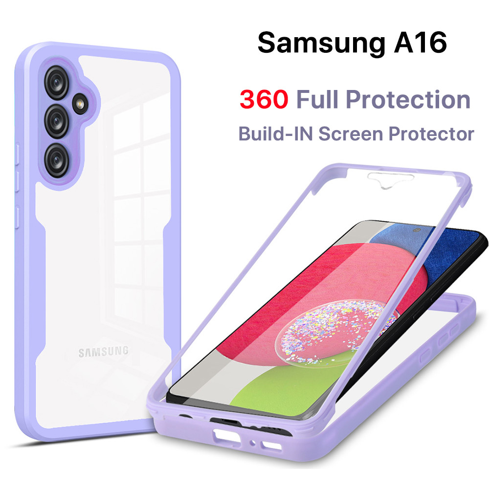 [2 In 1] เคส Samsung A16 A06 A26 A36 A56 5G 4G LTE ตัวป้องกันหน้าจอในตัว กันกระแทก ใส ป้องกันรอยขีดข
