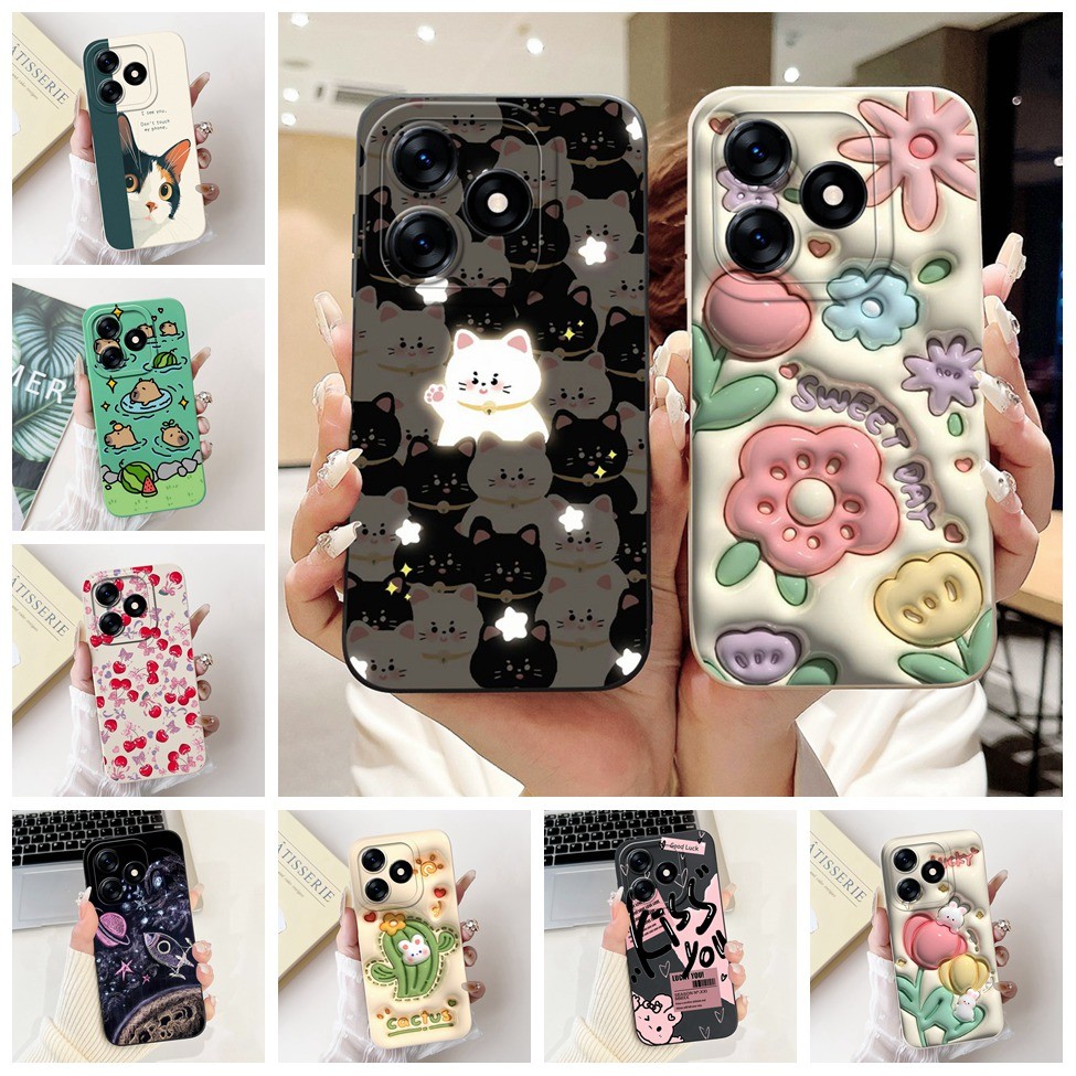 Tecno Spark 10 10C กรณี KI5q KI5k KI5m ความงามแมวน่ารักแฟชั่นตลก Cool ซิลิโคนเคสโทรศัพท์ Tecno Spark