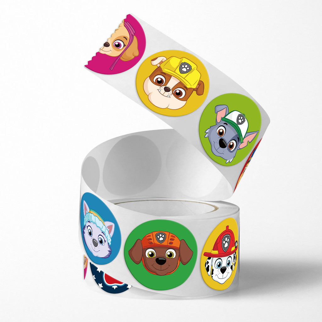 500 ชิ้น 8 ภาพ Paw Patrol สติ๊กเกอร์การ์ตูนม้วน/สติ๊กเกอร์เทป (2 ซม. เส้นผ่านศูนย์กลาง) - รูปที่ 3