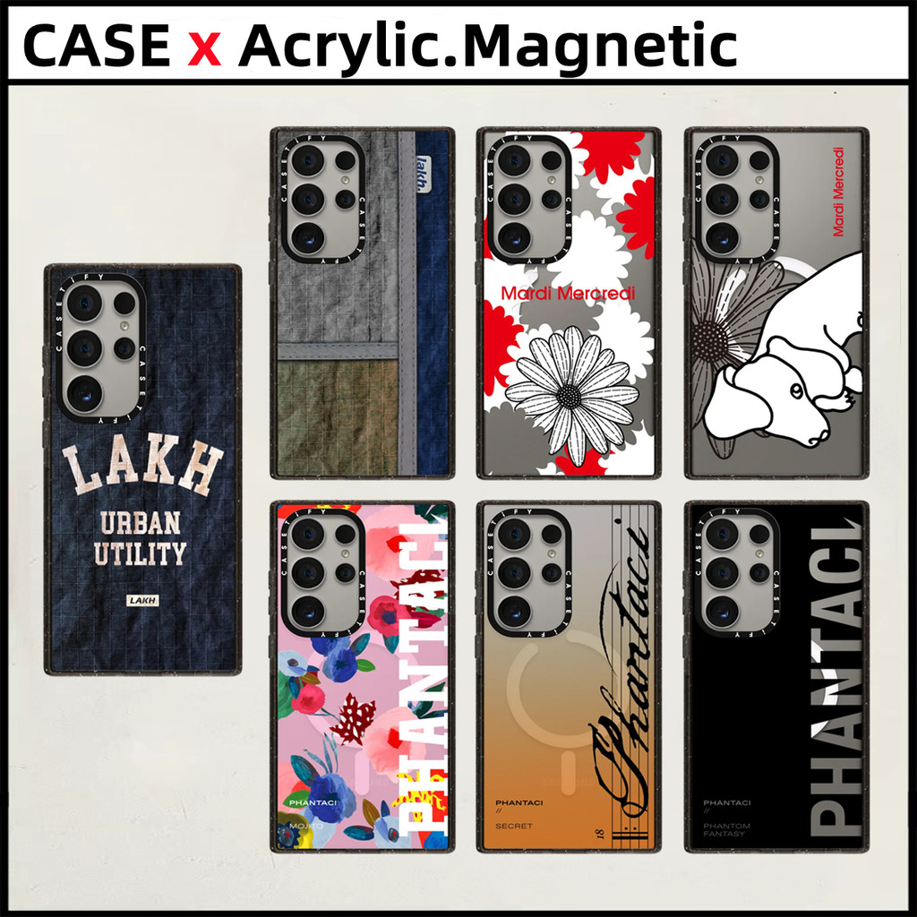 Samsung Galaxy S25 Ultra Plus S24 S22 S23 Ultra เคสโทรศัพท์แกะสลัก CASETiFY LAKHMardi MercrediPHANTACi Magnetic ดึงดูดเอฟเฟกต์อะคริลิคปลอกกันกระแทกฝาครอบป้องกัน