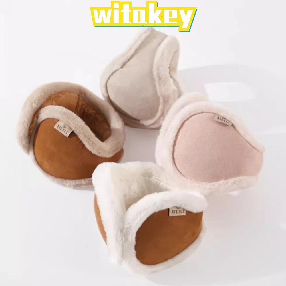 Witakey ที่ครอบหู,สีทึบเย็นป้องกันฤดูหนาวปิดหูกันหนาว,สบาย Thicken Plush Antifreeze Plush Ear Protector ผู้หญิง