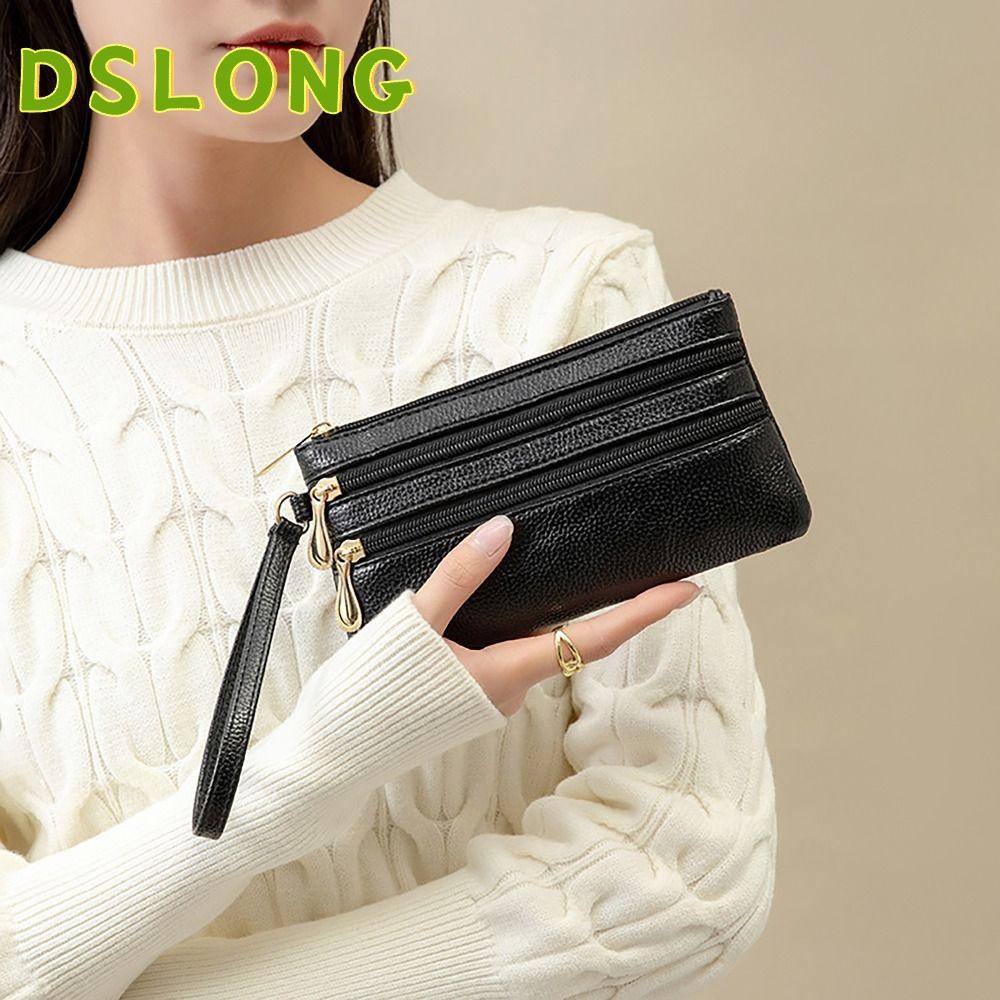 DSLONG กระเป ๋ าใส ่ เหรียญเงิน , กันน ้ ําทนต ่ อการสึกหรอบัตรเครดิต Holoder, แบบพกพาพร ้ อมสายคล ้ อง PU หนังซิปกระเป ๋ าถือผู ้ หญิง