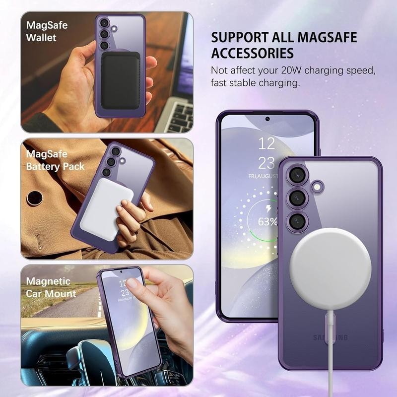 Case S25ultra S24ultra เคสชาร์จไร้สาย พร้อมเลนส์ For Samsung Galaxy S22 S23 S24 S25 Plus ultra FE S24FE S23FE แม่เหล็ก - รูปที่ 3