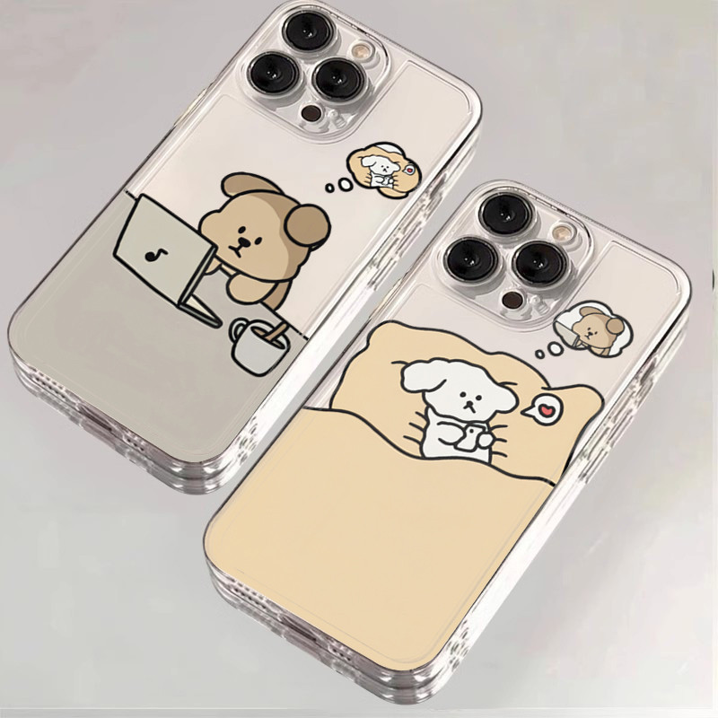 การ์ตูน Miss You สุนัขสําหรับ Redmi 13 14C 12 13C หมายเหตุ 14 13 12 11 Pro Plus Turbo 12S 11 10S 9S Pro Allopatry ลูกสุนัขพร้อมเชือกเส้นเล็กใสกันกระแทก TPU ปกอ่อน