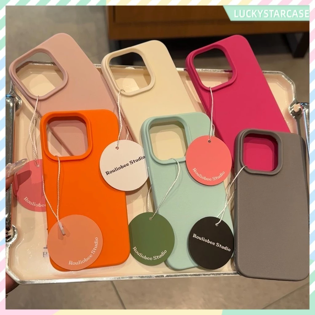 เคสโทรศัพท์ For iPhone 11 13 12 14 15 16 Pro Max 7 8 Plus XR XS X มาการอง เรียบง่าย สีทึบ ซิลิโคนอ่อนนุ่ม เคสกันกระแทก thumbnail 3