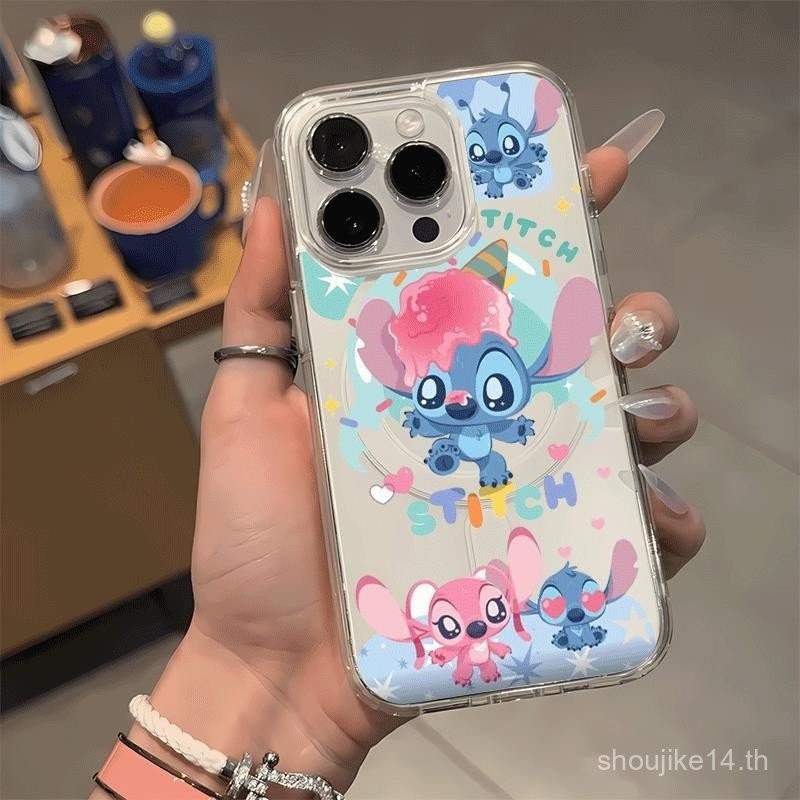 ไอศกรีมสำหรับ iPhone 11Pro 13Pro เคสใสแม่เหล็ก Ins 11 12 13 14 15 16Plus 11 12 13 14 15 16PRO MAX เคสโทรศัพท์โปร่งใส WPNH
