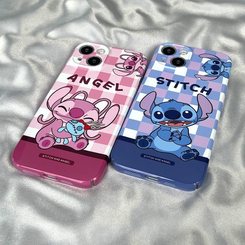 เคสโทรศัพท์ลายตารางสีฟ้าและชมพู ลาย Zai Zai สำหรับคู่รัก ใช้ได้กับ iPhone 13 Pro Max 14 Pro 12 Pro M