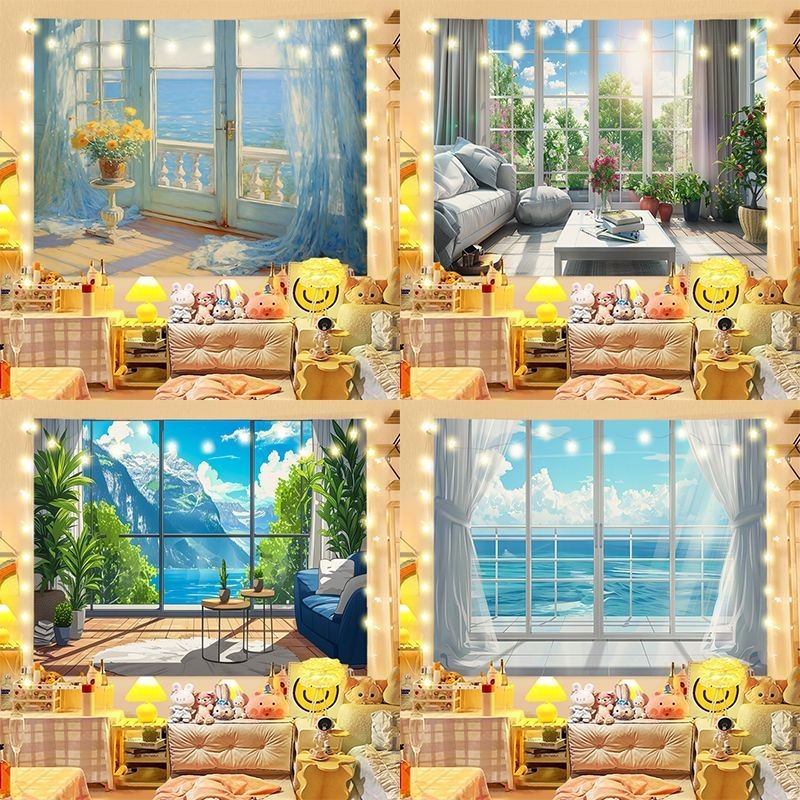 จัดส่งจากไทย Agirl สไตล์ใหม่ Ins ผ้าแขวนฉากหน้าต่าง ผ้าพื้นหลัง ตกแต่งหัวเตียงห้องนอน ผ้าม่านหอพัก ผ้าใบพื้นหลังผนัง