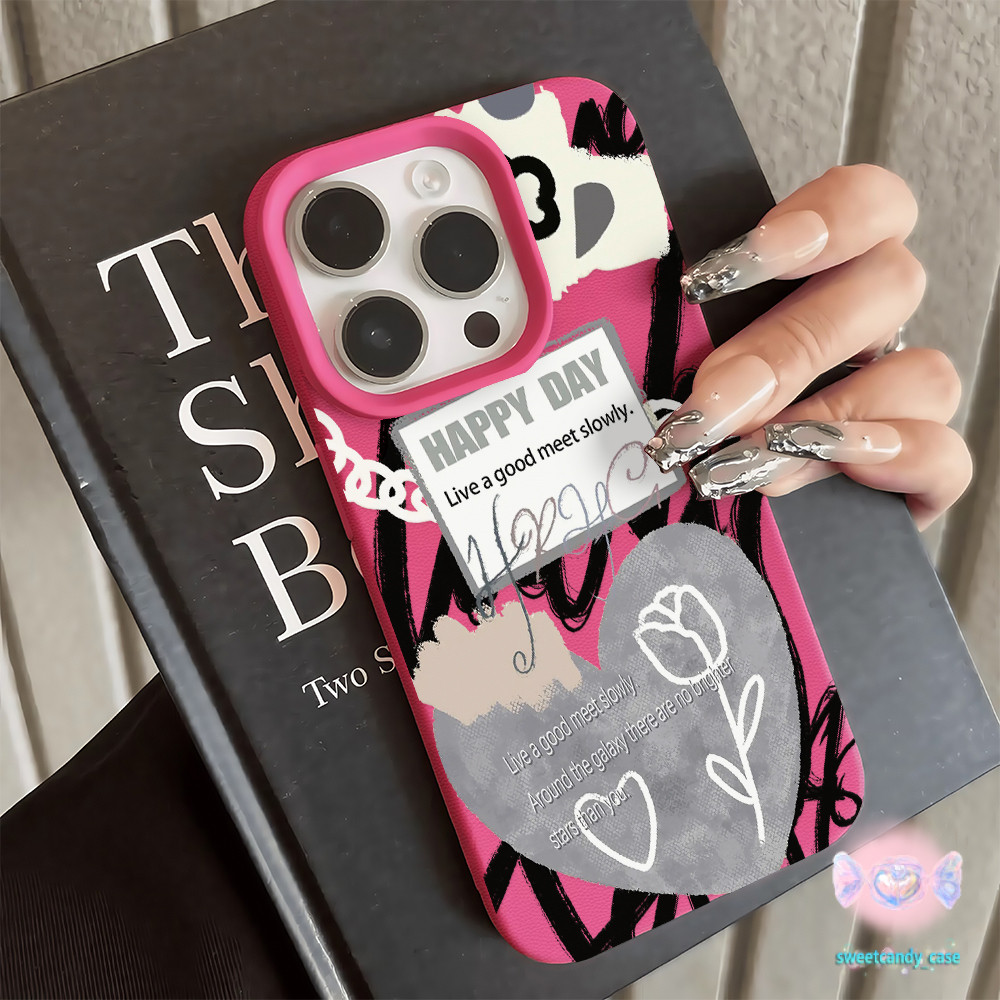 🌹จัดส่งในพื้นที่🌹เคสเหมือนเปลือกลิ้นจี่ ทิวลิป รักรูปร่างหัวใจ สําหรับIPhone16 15 14 13 7 8plus Pro Promax XR XS 5สี