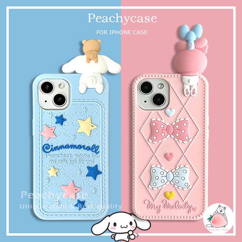 3dการ์ตูนmelody Cinnamorollซิลิโคนโทรศัพท์มือถือสําหรับiPhone 16 15 14 13 12 Pro Max 11 16pro Anti-Fallป้องกันนุ่มปกหลังปลอก