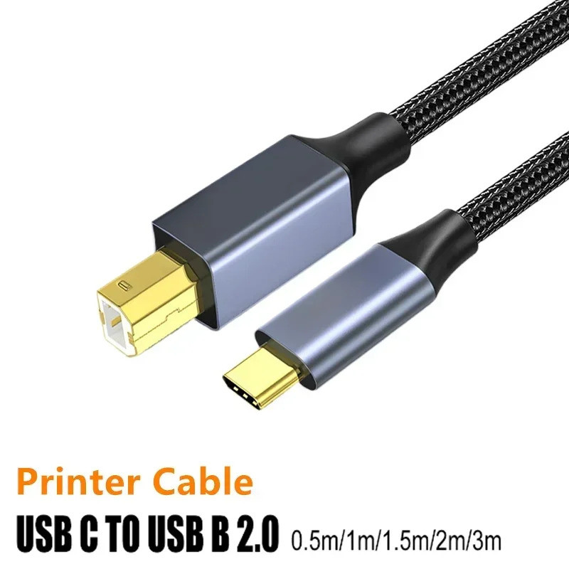 Type-c เป็น USB Micro-B 3.0 เครื่องพิมพ์สแกนสายเคเบิลกล้อง Epson Canon USB Printer Cable 1/2/3m