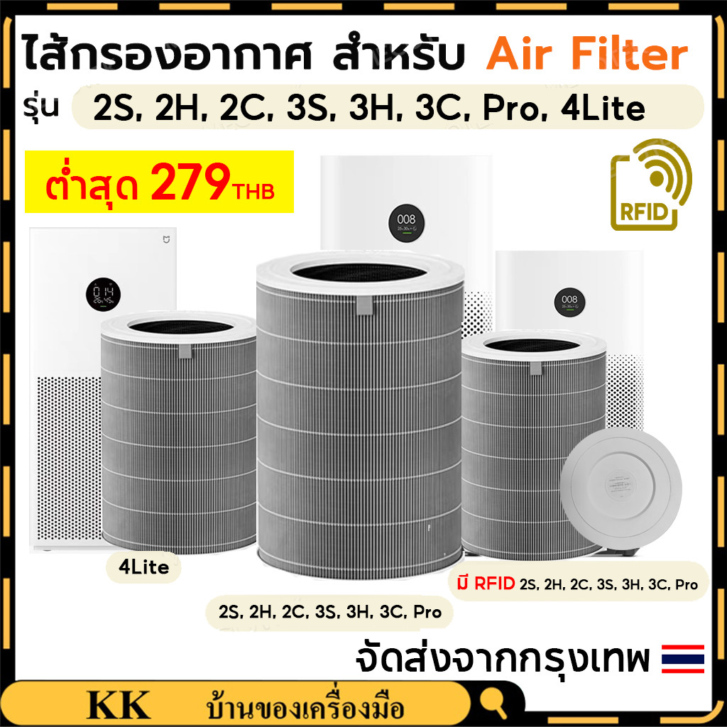 【สินค้าพร้อมส่ง】สีเทาhepa H13(มี RFID)สำหรับ Xiaomi Mi Air Purifier Filter รุ่น 2S/2H/3C/Pro/ 4lite ไส้กรองเสี่ยวหมี่