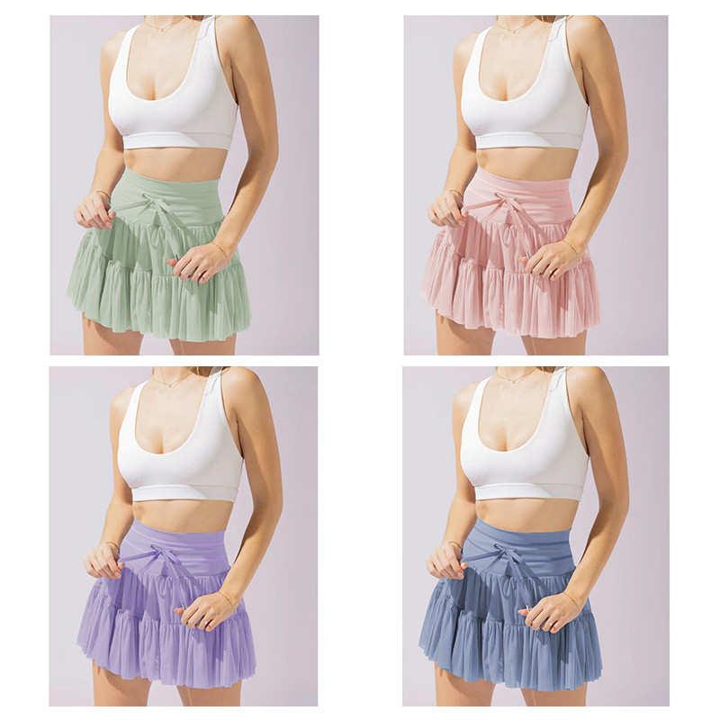 HAN SO HEE แบบเดียวกัน กระโปรงผู้หญิงยุโรปและอเมริกา/กระโปรงจีบลูกไม้เอวสูง