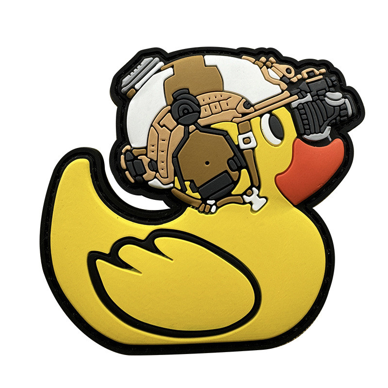 [แพทช์ Velcro ที่กําหนดเอง] HK ยุทธวิธีเป็ดสีเหลืองเล็กๆ night vision binocular PVC morale แสตมป์ 3D